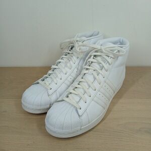 Adidas Pro Model Sneakers Mens 13 White Leather High Top Shell Toe Shoes